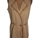 J. McLaughlin  tan leather tipped Italian extra fine merino wool sweater vest XS Photo 0