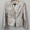 BCBGMAXAZRIA  Women's Medium Long Sleeve Snakeskin Jordyn Blazer Jacket Ivory Photo 4