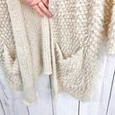 EXPRESS  XS Cream Wool Mohair Blend Cardigan Sweater Scalloped Boucle Knit Photo 3