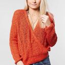 Billabong  Orange Samba Sweet Bliss Surplice Open Knit Cross Front Sweater Photo 0