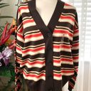 Uniqlo MARNI x  Merino Blend Striped Oversized Cardigan in Dark Brown Photo 5