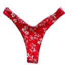 Zaful  Bikini Set Red White Floral Knot Cheeky Two Piece Swim Bikini Size 4 NEW Photo 2