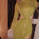 House Of CB  'Gina' Feathered Chartreuse Crystallised Maxi Dress NWOT size XL Photo 4