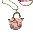 Betsey Johnson NWT  Pink with Clear Rhinestone Puruse Gold Tone Necklace Photo 1