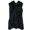 ANGL  Black 100% Fur Sleeveless Hooded Coat Size S Photo 5