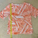 Peck & Peck  Women's Orange & White Boat Neck Short Sleeve Stretch Blouse Shirt L Photo 8