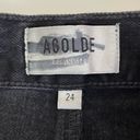 AGOLDE NEW  Parker Angled Denim Jean Skirt Womens 24 Black Distressed Frayed Edge Photo 3