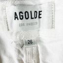 Agolde Denim Parker Long High Waisted Button Fly Cotton Jeans Panna Cotta White Photo 1