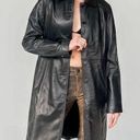 Anne Klein Vintage  Black Mid Length Butter Soft Leather Trench Coat Large Photo 0