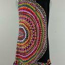 Tiana B  Black Colorful Mosaic Sunset Print Ruffle Hem Sleeveless Dress Sz S Photo 1