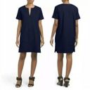 Theory  Womens Dress Large Navy Blue Cavalier Slit Front Shift Linen Blend V Neck Photo 1