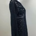 Carole Little  Knitwear Sweater‎ Small Black Open Crochet Knit Floral Long Sleeve Photo 2