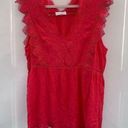 Edge Adiva Women's Red Sleeveless Embroidered Scalloped  Tunic Top Size XL Photo 0