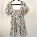 BCBGeneration  Floral off shoulder Puff sleeves white & pink mini dress size 6 Photo 6