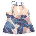 Raisin's  CURVE Women's Blue Palm Print Stretch Keyhole Halter Adjustable Strappy Photo 2