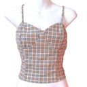 Timing  Checkered Beige and Brown Plaid Camisole Tank Top Size Small Photo 1