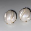 Trifari Vintage  Goldtone Metal Clip On Earrings White Puffer Plastic Clouds Photo 1