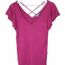 Modcloth Raspberry Maroon Criss Cross VNeck Blouse Photo 0