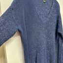 a.n.a . Women’s Knit Pullover Sweater with Sparkles, Hi-Lo Hem in Navy - Large Photo 4