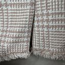 Houndstooth Beloved neutral pink fringe trim  tweed blazer size small Photo 4