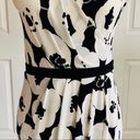 Krass&co NY& Dress Off White Black Floral Cap Sleeves Faux Wrap Dress Size Small Photo 5