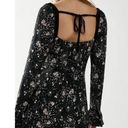 Free People  Tess Mini Dress Longsleeve Velvet Black Bell Sleeve NWT New Small Photo 4