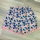 Simply Southern  Tassel Hem Starfish Print Elastic Waist Shorts Blue Pink S/M Photo 2