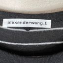 Alexander Wang T by  Womens Pocket Tee Shirt Sz Medium Black Stripe Viscose Linen Photo 4