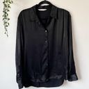 ZARA  Black Satin Effect Button Down Shirt Sz L Photo 1