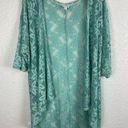 LuLaRoe  Womens Boho Kimono Size Medium Green Floral Lace Sheer Western Frilly Photo 0