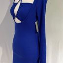 Lush Clothing New Lush Front Tie Cut Out Dress Long Sleeve Bodycon Mini Royal Blue Photo 5