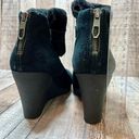 UGG Antonia Black Suede Fur Cuffed Wedge Boot Bootie sz 9 Retails $200 Photo 4