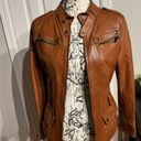 Vera Pelle Lory  ITALIAN BEAUTIFUL GENUINE LEATHER  BELTED JACKET , MADE WITH SOFT LAMBSKIN ! COLOR : BROWN DISTRESSED motorcycle Sz 42 Cognac Solofra Italy Photo 6