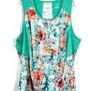 Tek Gear DryTek Plus Size Floral Seafoam Colorblock Sleeveless Athletic Top 3X Photo 0