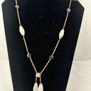 Onyx Vintage Semi Precious White Agate  Beaded Brass Chain Lariat Necklace Photo 0