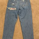 American Eagle Mom Straight Jean with Patching Under Rips Photo 1