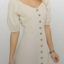 Lush Clothing Lush Womens Cream Tan Puffed Sleeve Buttoned Down Casual Mini Dress Size large Photo 1