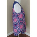 Modcloth NEW  Blue & Pink Boho Floral Fleur De Lis Medallion Sleeveless Blouse S Photo 3