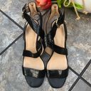 Tommy Hilfiger  Sadah Black Gold Leather Strappy Block Heel Sandal 9.5 Photo 8