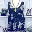 The Moon Pineapple hippie boho white navy blue floral fringes lightweight dress L Photo 0