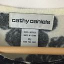 Cathy Daniels Black White Wool Hibiscus Floral Palm Leaves Sweater Photo 3