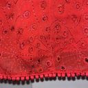 Sofia Vergara  Eyelet Pom Pom Keyhole Halter Top Blouse Red Women S Small 4-6 NWT Photo 5