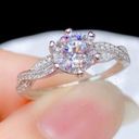 18K White Gold Plated Adjustable 1 CT CZ Diamond Wedding Ring for Women Silver Photo 0