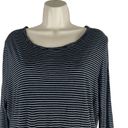 BCBGMAXAZRIA  3/4 Sleeve Striped Lace Back Tunic Top Blue Size L Photo 1