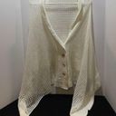 Buttons Acrylic Button Up Shawl with Wood , Cream Photo 0