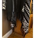 Chico's Chico’s Aztec print open front fringed cardigan front Black White  size XL Photo 6