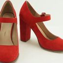 mix no. 6  Asuviel Red Faux Suede Mary Jane Pumps Block Heel Shoes Size 8.5M NEW Photo 2