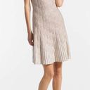 St. John  Inlay Sequin Trellis Knit Fit & Flare Dress Cream Metallic Gold 14 NWOT Photo 0