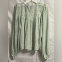 Wrangler Womens  Retro Puffy Longsleeve Blouse Top Mint Green Western Sz S NWT Photo 1