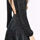 Ecote  Womens size XS black Burnout Velvet Long Sleeve paisley mini Dress Photo 1